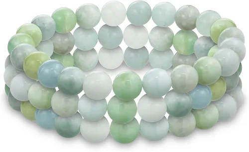 Vista 30 de Bling Jewelry Juego de 3 pulseras elásticas unisex apilables con cuentas redondas de 0.315 pulgadas para mujeres, adolescentes y hombres, multihebra