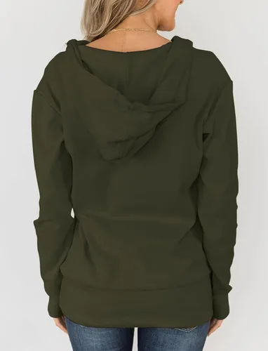 Vista 2 de Fallorchid Sudaderas con capucha de manga larga para mujer, con cremallera de un cuarto, con bolsillo