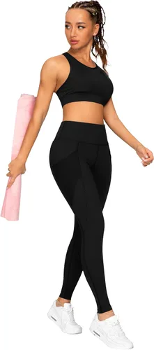Vista 9 de Malla Queenieke 8030 de yoga, para correr, leggings con color combinado, para mujer