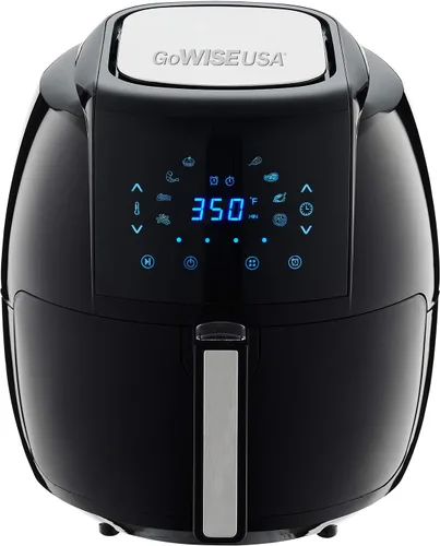 Vista 2 de GoWISE USA - Freidora de aire digital 8 en 1 de 1700 vatios 5.8 cuartos de galón con libro de recetas, color negro
