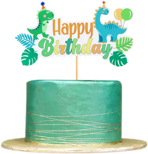 Vista 18 de Ercadio 40 piezas comestibles de dibujos animados de dinosaurios para cupcakes para bebida, decoración de tartas para temática de dinosaurios, baby