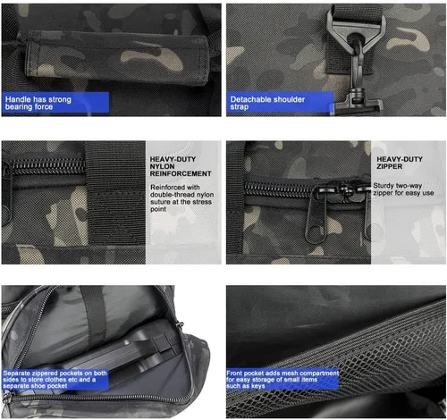 Vista 5 de Miramrax Bolsa de gimnasio para hombres y mujeres con compartimento para zapatos, deporte, fin de semana, viajes, durante la noche, bolsa