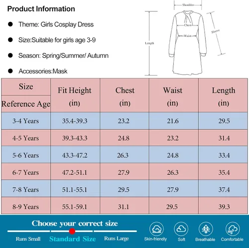 Vista 6 de Hugeek Disfraz de princesa de pez para niñas, ropa de cosplay, disfraz de princesa para cumpleaños, Halloween, fiesta