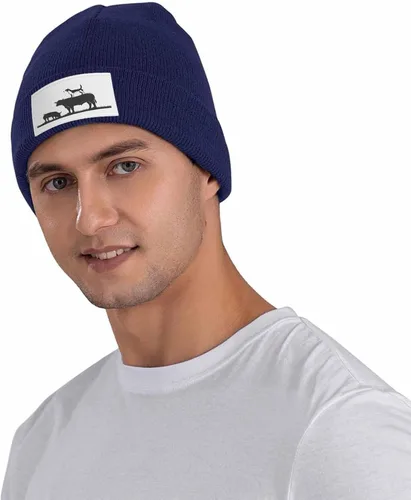 Vista 5 de Warm Winter Hat and Stylish Blue Knitted Beanie for Men and Women, Cute Cheese Character Minimalist Beanies Cap