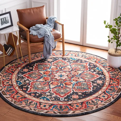 Vista 31 de SAFAVIEH Riviera Collection - Alfombra lavable de 2 pies 2 pulgadas x 9 pies, beige y carbón, antideslizante y fácil de limpiar, ideal para sala
