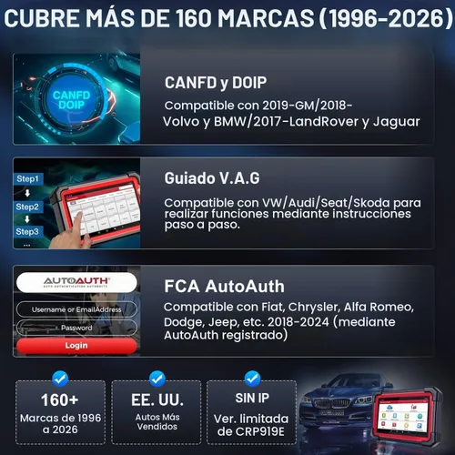 Vista 11 de [Usado] LAUNCH Escáner X431 CRP919EBT OBD2, herramienta de escaneo bidireccional Bluetooth inalámbrica avanzada, código ECU, CANFD/DOIP, FCA