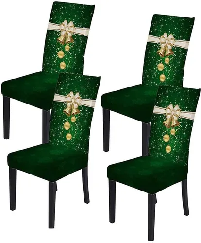Vista 16 de XMNTG Juego de 6 fundas elásticas para sillas de comedor de Navidad, fundas para sillas Parsons, campanas de lazo, estampadas, extraíbles