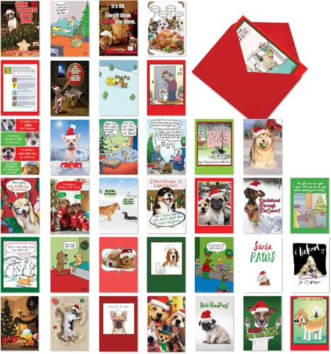 Vista 7 de NobleWorks Juego de caja surtido de 36 tarjetas de agradecimiento graciosas de Navidad con sobres de 5 x 7 pulgadas (12 diseños, 3 de cada uno)