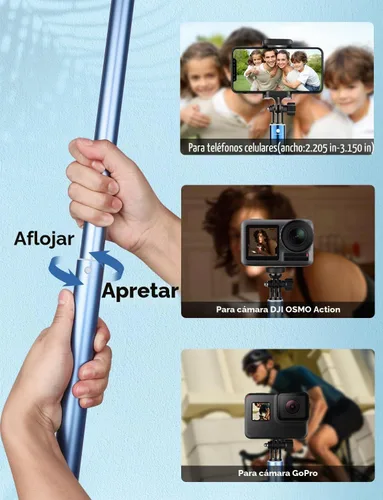 Vista 3 de Palo de selfie de 118 pulgadas y 9.8 pies de largo para iPhone, Android, poste súper largo extendido, palo de selfie con trípode y control remoto