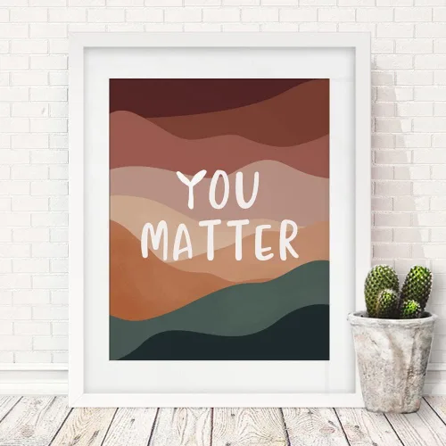 Vista 3 de You Matter, arte de pared de salud mental, decoración de oficina de terapeuta, decoración de aula de psicólogo, arte de pared de oficina