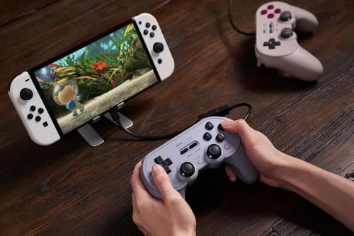 Vista 8 de 8Bitdo Pro 2 Wired Controller with Customize Back Buttons & Modifiable Vibration for Switch, Steam Deck, PC Windows and Raspberry Pi (Gray Edition)