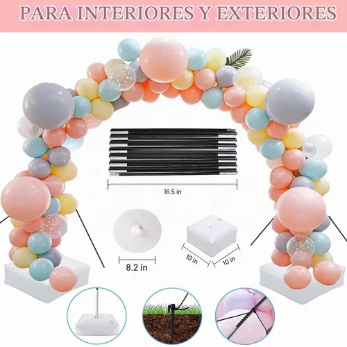 Vista 3 de Kit de arco de globos con bomba de globos, 9 pies de alto y 10 pies de ancho ajustable para arco de globos, marco de arco de globos con base