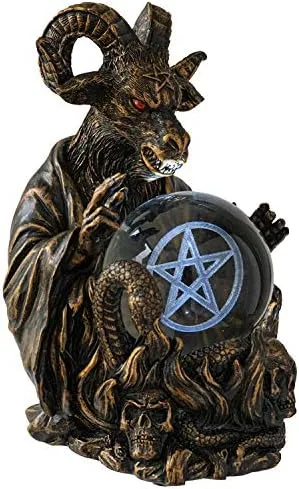 Vista 3 de Pacific Giftware Baphomet Sabbatic - Estatua decorativa de cabra de Mendes con LED 3D