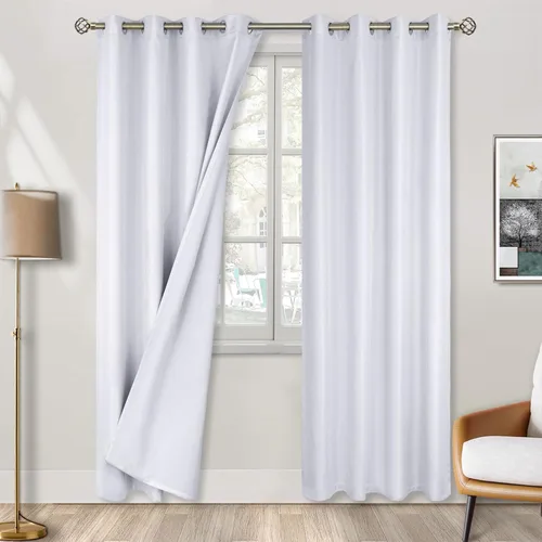 Vista 15 de BGment - Cortinas blackout blancas para dormitorio de 84 pulgadas de largo, juego de 2 paneles, cortinas para dormitorio con aislamiento térmico