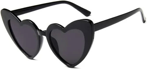 Vista 5 de Gafas de sol en forma de corazón para mujer, estilo ojo de gato, estilo retro 2 negro