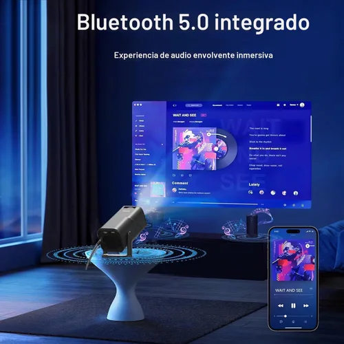 Vista 5 de Proyector Keystone automático inteligente con WIFI y Bluetooth, giratorio de 270°, mini proyector portátil AMX500, proyector 4K nativo 1080P