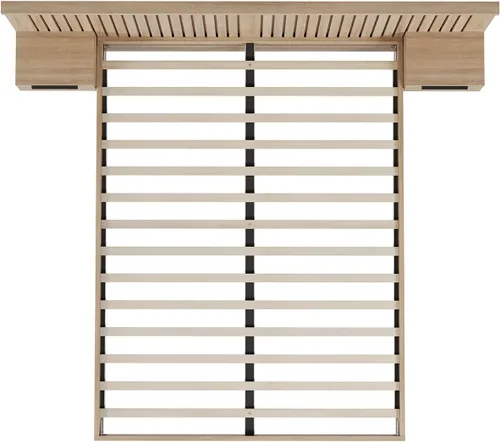 Vista 10 de KISLOT Marco de cama de madera estriada con mesitas de noche integradas Natural