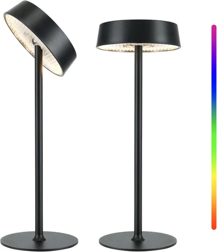 Vista 16 de Lámpara inalámbrica, lámpara de mesa recargable, funciona con pilas, control táctil regulable RGB, 3 temperaturas de color, función de memoria LED