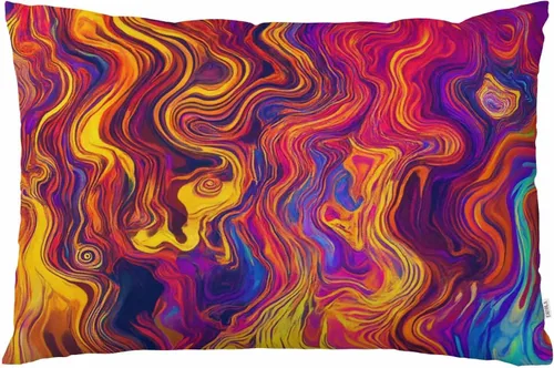 Vista 12 de EKOBLA Funda de almohada de arte abstracto, acuarela, lienzo de color azul, amarillo, rojo, vívido salpicaduras, decoración lumbar, funda