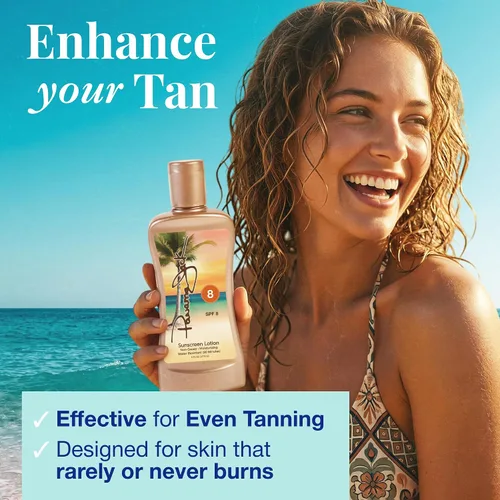 Vista 3 de Panama Jack Loción bronceadora de protección solar - SPF 8, PABA, sin parabenos, gluten y crueldad, fórmula hidratante antioxidante, resistente al