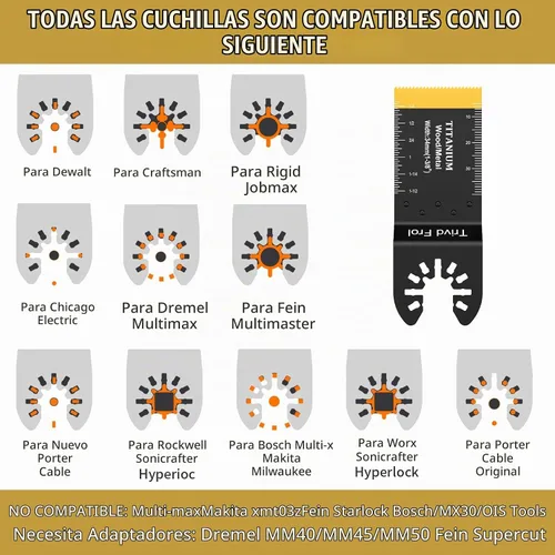 Vista 6 de Trivd Frol 10 cuchillas multiherramienta de titanio, hojas de sierra oscilantes, corte de metal para clavos, madera, plástico y material duro, juego