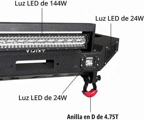 Vista 2 de Parachoques delantero con textura negra compatible con Ford Ranger 1993-1997 (no es compatible con modelos XLT)