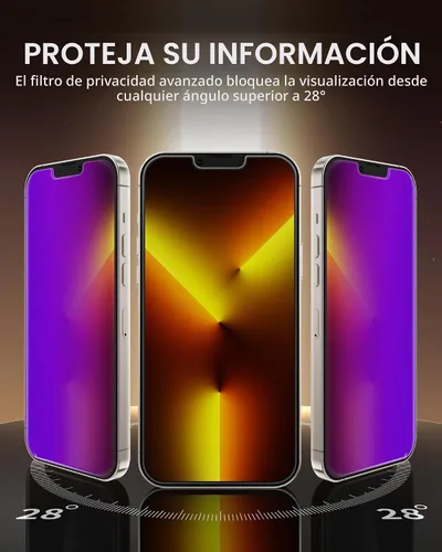 Vista 5 de PAPIKISS - Protector de pantalla de privacidad compatible con iPhone 13/iPhone 14/iPhone 13 Pro, pantalla de 6.1 pulgadas, degradado colorido anti