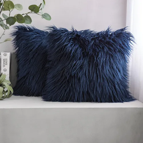 Vista 9 de Phantoscope Juego de 2 fundas de cojín decorativas de manta de piel sintética sólidas, fundas de cojín decorativas de lujo y suaves para Halloween