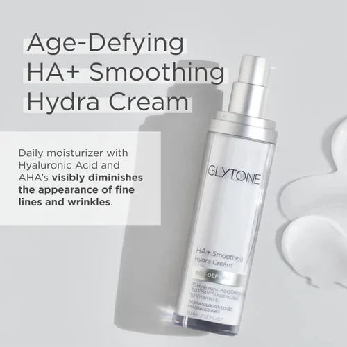 Vista 2 de Glytone Age-Defying HA+ Smoothing Hydra Cream – Dermatólogos – Sin parabenos – 1.7 onzas líquidas