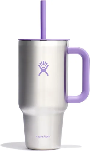 Vista 93 de Hydro Flask Vaso de Viaje con Asa, Tapa y Pajita - Acero Inoxidable Aislado en 24 Oz Aloe