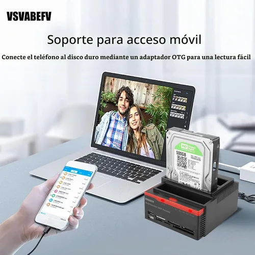 Vista 8 de IDE - Estación de acoplamiento para disco duro, lector de muelle de disco duro, caja de disco duro externo de 2.5 y 3.5 pulgadas, lector de tarjetas