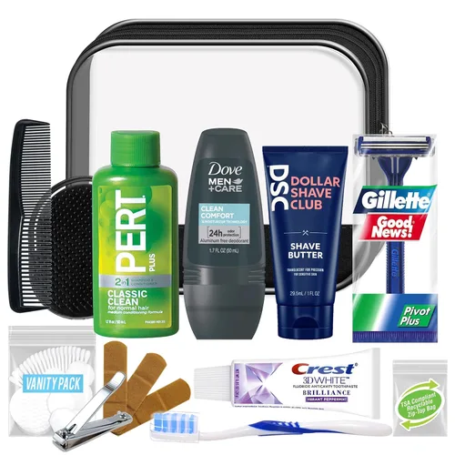 Vista 4 de Convenience Kits International Super Deluxe - Kit de 16 piezas para hombre con artículos esenciales de viaje compatibles con la TSA en bolsa de aseo