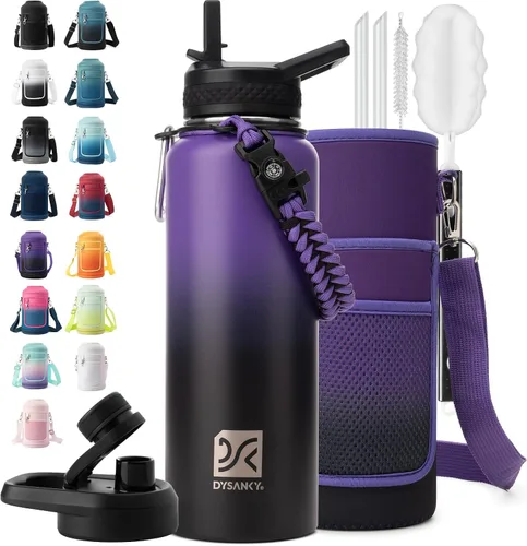 Vista 29 de DYSANKY Botella de agua aislada de 32 onzas, metal al vacío de acero inoxidable grueso, jarra de agua deportiva portátil para gimnasio y senderismo