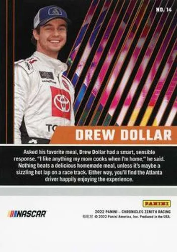 Vista 2 de 2022 Panini Chronicles Zenith Racing #14 Drew Dollar Toyota/Venturini Motorsports/Toyota Official NASCAR Trading Card