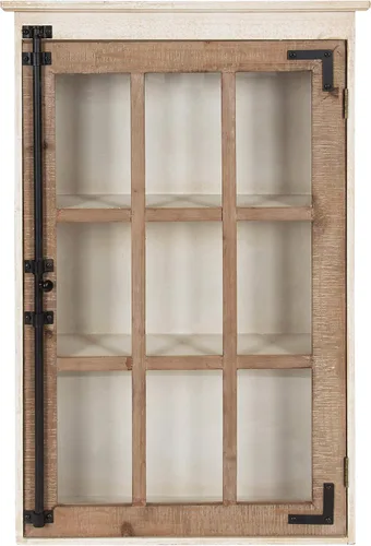 Vista 3 de Kate and Laurel Hutchins - Gabinete decorativo de pared de madera estilo granja con puerta de vidrio de panel de ventana, rústico y blanco