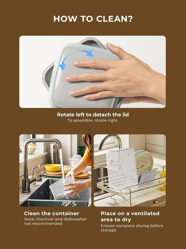 Vista 6 de Grandes contenedores de almacenamiento de alimentos herméticos con taza medidora, 4L con tapa emergente hermética para arroz, 6.06 lbs (2.75 kg)