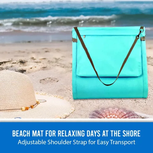 Vista 7 de Silla de playa portátil con esterilla y bolsa (Azul Claro)