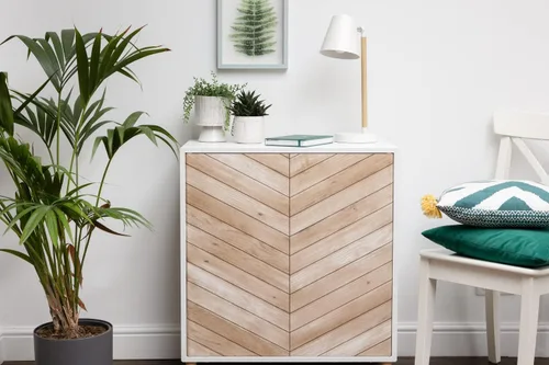 Vista 2 de d-c-fix Papel adhesivo autoadhesivo de grano de madera de cheurón, impermeable y extraíble, vinilo decorativo para cocina, encimeras, armarios, 26.5
