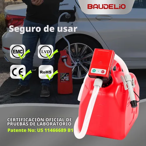 Vista 8 de Bomba de transferencia de combustible con parada automática, funciona con pilas AA, bomba eléctrica portátil de tanque de lata de gas con adaptador