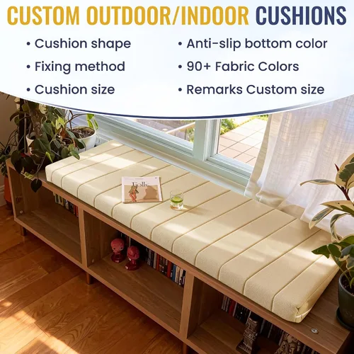 Vista 2 de Cojín personalizado para ventana de bahía, cojín de asiento de ventana, cojín de asiento personalizado para alféizar de ventana, cojines de espuma