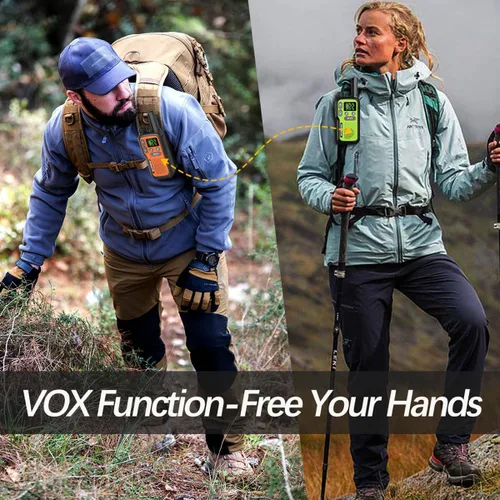 Vista 6 de Walkie Talkies de largo alcance para adultos, paquete de 6 Walkie Talkies FRS recargables, radio bidireccional de emergencia portátil manos libres
