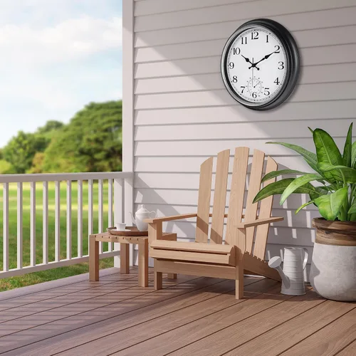 Vista 2 de JoFomp Reloj grande impermeable para exteriores con termómetro – Reloj de pared silencioso de cuarzo sin tictac de 16 pulgadas para patio, hogar