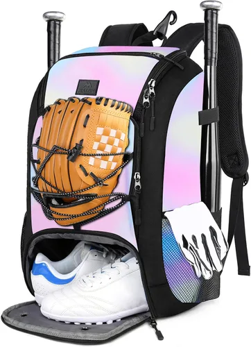 Vista 19 de MATEIN Mochila de Béisbol, Bolsa de Bate de Sóftbol con Compartimento para Zapatos para Jóvenes, Niños y Adultos, Bolsa de Béisbol Ligera con Gancho
