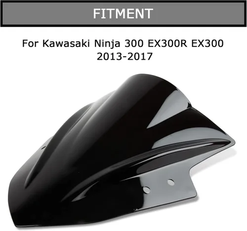 Vista 2 de Parabrisas doble burbuja deflector de viento pantalla para Ninja 300 EX300R EX300 2013-2017 2013 2014 2015 2016 2017 negro