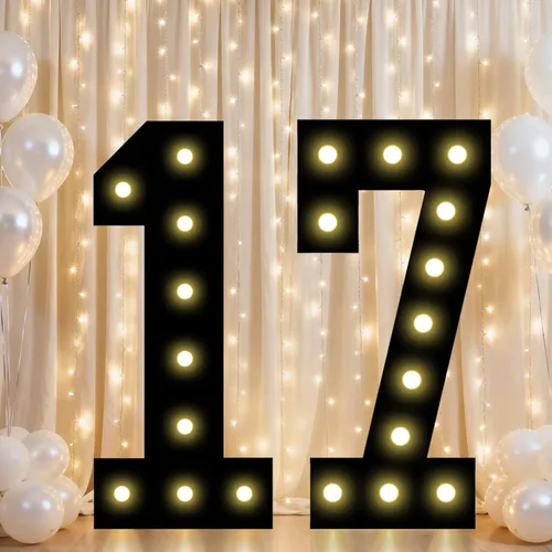 Vista 37 de Pooqla - Números iluminados negros, decoraciones de cumpleaños 50 para hombres Number 50