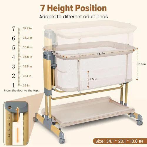 Vista 2 de Ezebaby Cuna mecedora 3 en 1, moisés estable y seguro Beige