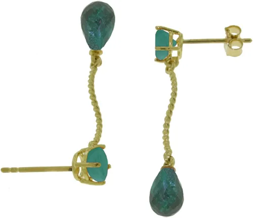 Vista 4 de Galaxy Gold GG Aretes colgantes de oro macizo de 14 quilates con esmeraldas, Metal Gema, Esmeralda
