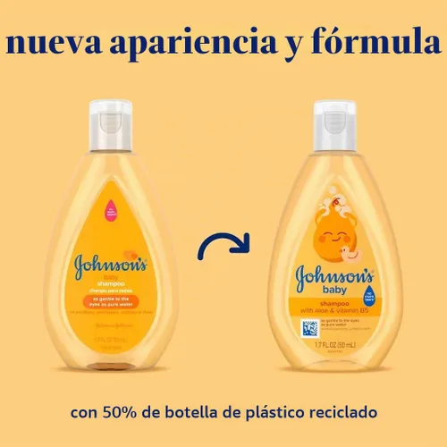 Vista 2 de Johnson's Baby Champú con fórmula suave sin lágrimas, tamaño de viaje, 1.7 onzas líquidas