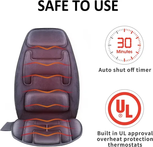 Vista 2 de Snailax Cojín de asiento de masaje con calor, 10 motores de masaje de Azul marino