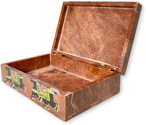 Vista 4 de Hashcart - Joyero decorativo, diseño de elefante con caja de mármol (6.0 x 4.0in)